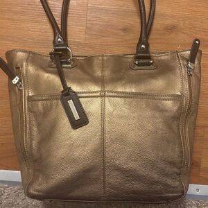 Tignanello Metallic Brown Tote Bag